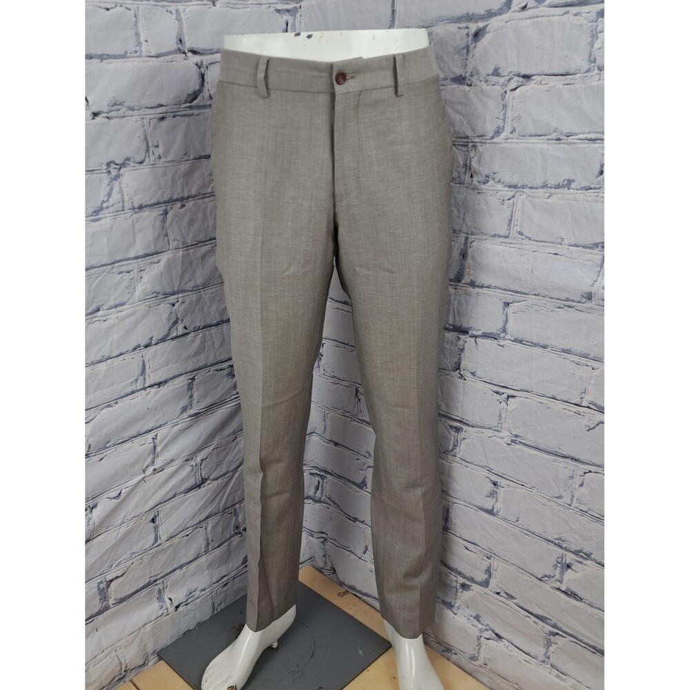 Tiger of Sweden Men's Herris Slim Fit Dress Pants Brown Wool Linen 50 EU 35x32